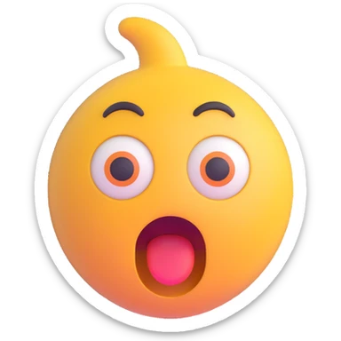 Shocked emoji in 3D style with a surprised expression, variant 5, no background, transparent background. sticker