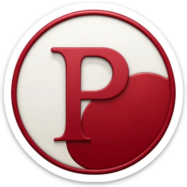 a letter F in white color surrounded with a circle deep red circle, the whole combination has a liquid texture to it and is giving the mackintosh vibes sticker