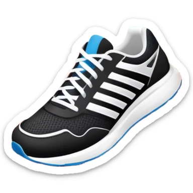 An icon featuring a pair of professional running shoes placed on a red track with white lane markings. The background showcases a grand stadium with cheering fans, bright sunlight, and a vivid blue sky with soft clouds. Transparent background highlights the energy and passion for running sticker