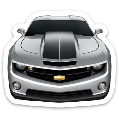 Silver Camaro 2010 with black front lips and black spoiler and silver rims sticker