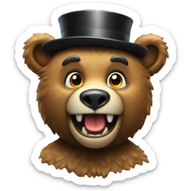Animatronic bear with tophat sticker