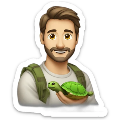 homme disant jonjpur a une tortue sur c’est 2 patte sticker