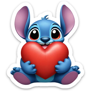 stitch holding a heart sticker