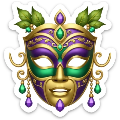 I want an emoji for Mardi Gras in New Orleans. I want a mask that is gold, green and purple with little bells at the bottom of the mask sticker