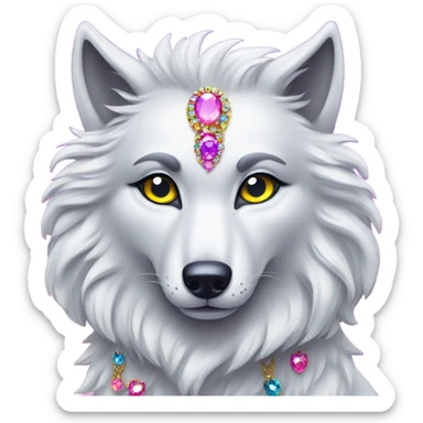 Lisa frank wolf with jewels  sticker