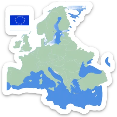 create a map of the schengen space with all the countries that are part in blue without the UK sticker