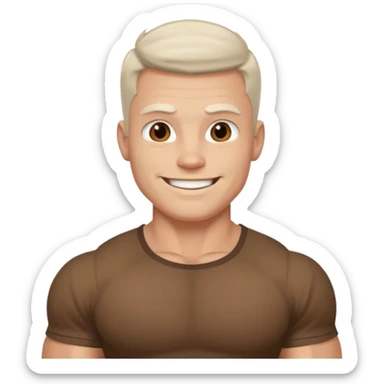 muscular man white skin, wear brown shirt sticker