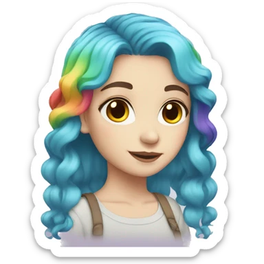 pale Girl with rainbow hair sticker