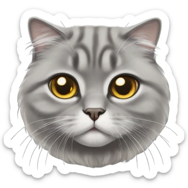 gray scottish fold long-hair cat sticker