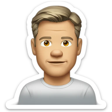 matt-damon cartoon wearing shirt sticker