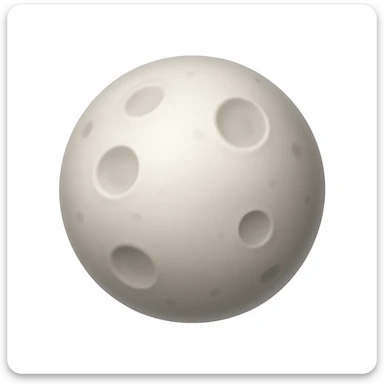 A 3D emoji in iOS emoji aesthetic style of the Moon, Earth’s natural satellite, with soft gray craters and subtle shadows, glowing spherical shape, clean white background, glossy Apple-style finish.
 sticker