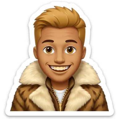 ganster with fur coat and gold teeth sticker