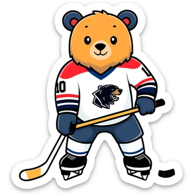 Black Bear wearing a Hockey jersey  sticker