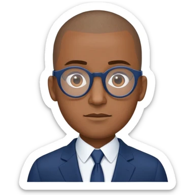 Buzz cut Puerto Rican male with oval head glasses and dark blue business suit  sticker