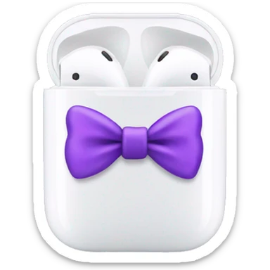 AirPods with purple bows sticker