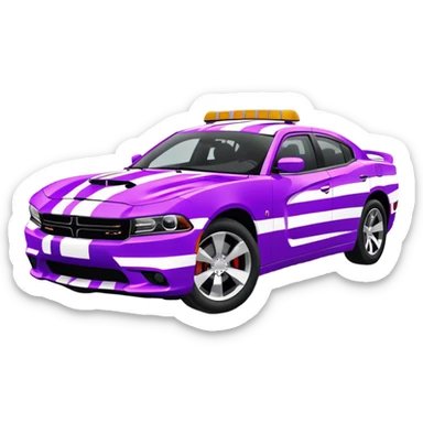 Zebra driving a purple dodge Charger  sticker