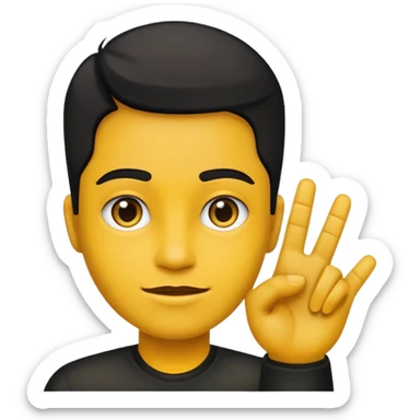 Emojic desatasco mesías en amarillo y negro mano arriba sticker