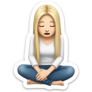  White girl ashamed of herself of hiding face in hands sticker