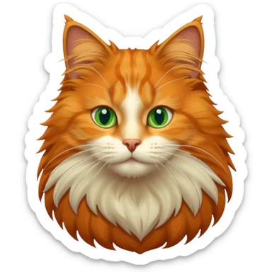 orange Norwegian forest cat, playful pose, big green eyes sticker