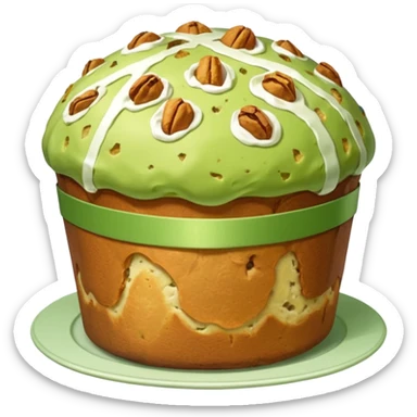 pistacchio panettone con glassa al pistacchio con la carta da panettone intorno in basso sticker