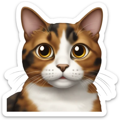 Tortoiseshell cat with white chin sticker