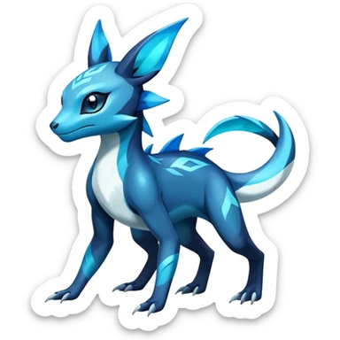 Colorful Dark Shiny Exotic Salandit-Aurorus-Glaceon-Fakémon-hybrid-creature (full body)  sticker