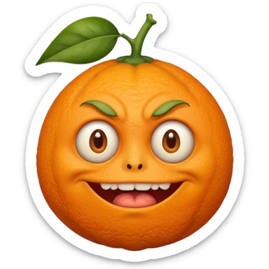 Orange with ugly face sticker