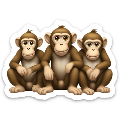 Three monkeys crying under a falling house of cards sticker