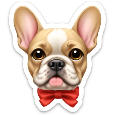 tan french bulldog add bow sticker