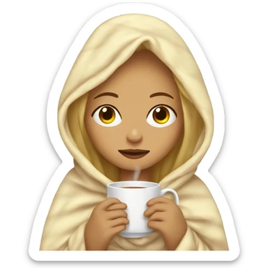 girl blonde inside a blanket sipping tea eyes closed sticker