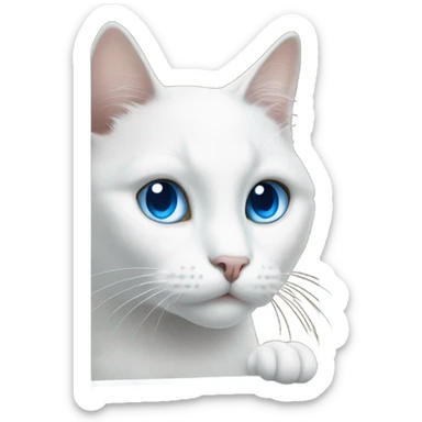 White cat with blue eyes in window sticker