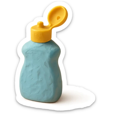 close-up of dish soap bottle in claymation style with cap open, soft lighting, pastel colors sticker
