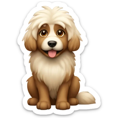 fluffy dog on brown background sticker