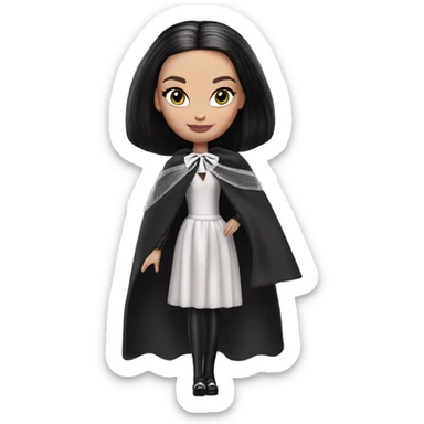 Prima Ballerina Barbie, Wednesday Addams, cape,veil,showing off, show full body,accessories coat gloves  sticker