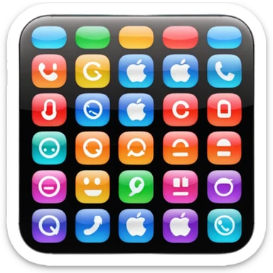 iPhone 16 with a colorful app grid, apple emoji style sticker