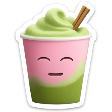 Matcha with pink foam sticker
