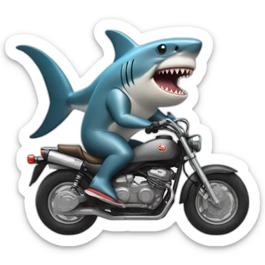 Shark riding a motorcycle sticker