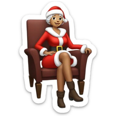mrs santa claus sitting in chair sticker