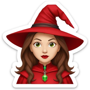 Wicked Witch of the East from The Wizard of Oz with light skin, long brown hair, red outfit sticker