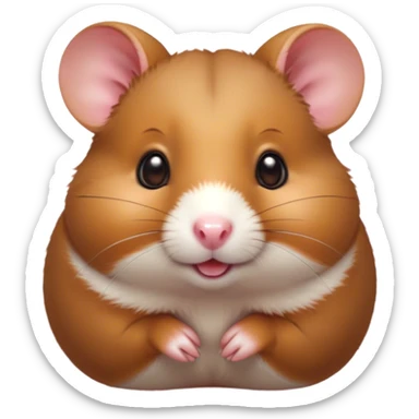Cinematic Cute Brown Hamster Portrait Emoji, Head tilted playfully and inquisitively, featuring a glossy, rich brown fur with a delicate sheen, round, sparkling dark eyes filled with curiosity, Simplified yet irresistibly adorable features, highly detailed, glowing with a warm, friendly glow, high shine, affectionate and lively, stylized with a touch of whimsy, bright and endearing, soft glowing outline, capturing the essence of a mischievous yet loving hamster, so playful it feels like it could dash out of the screen and into your arms! sticker