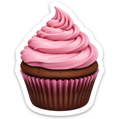 Chocolate cupcake with pink strawberry frosting sticker