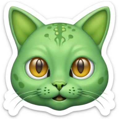 green alien cat with no fur, and spectacles and hair sticker
