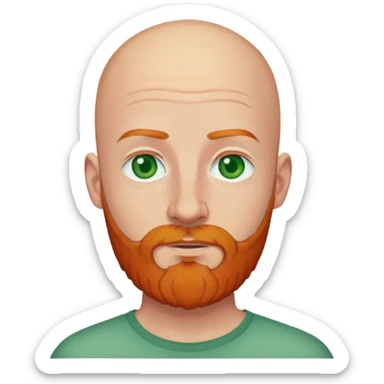 A man with green eyes and bald hair with ginger hipster beard no glasses  sticker