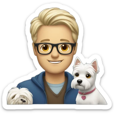 Man with glasses anda with westie dog girl sticker