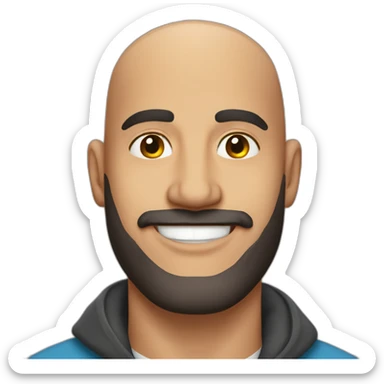 bald tunisian man in his 40 with a small beard and he smiling sticker