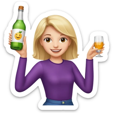 Girl dancing with a bottle sticker