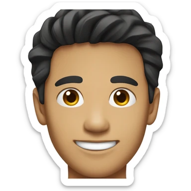 young man with slightly darker skin color (asian), black hair, smiling sticker