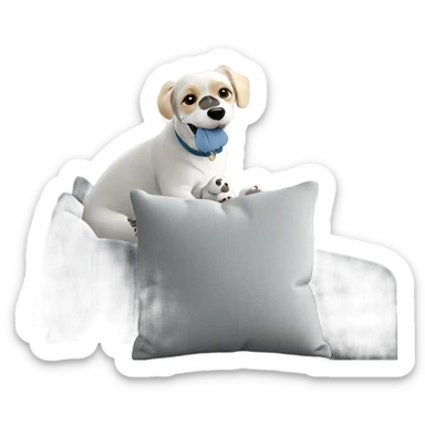 cozy dog on couch indoors sticker