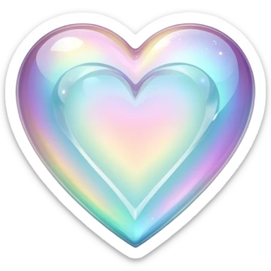 Sparkly glossy Pastel iridescent glass crystal glass heart sticker