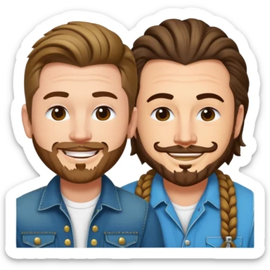Morgan Wallen and Post Malone together as apple-style emojis, both smiling, simple faces sticker